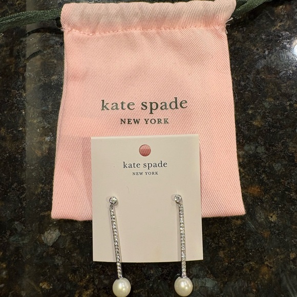 Kate Spade Silver and Pearl Drop Earrings - Picture 1 of 3